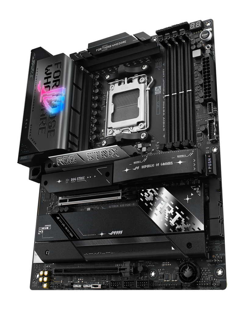 ASUS ROG Strix X870E-E Gaming WiFi hovedkort med RGB-belysning