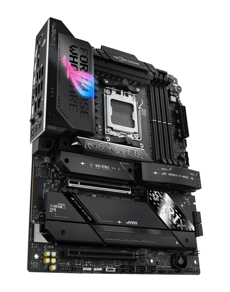 ASUS ROG Strix X870E-E Gaming WiFi hovedkort med vifte-tilkoblinger