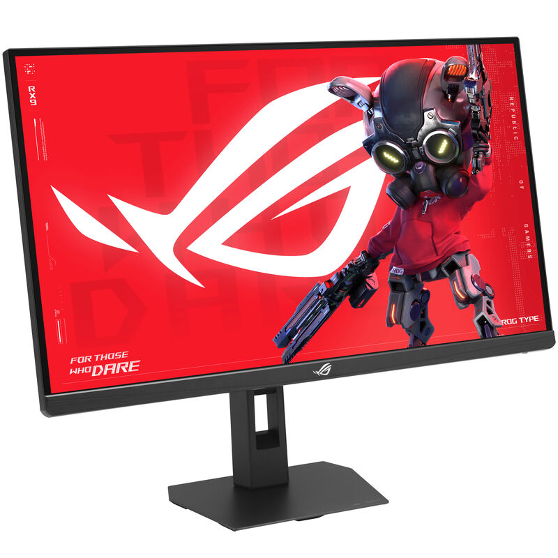 Baksiden av ASUS ROG Strix XG27JCG 27" 5K gamingskjerm med RGB-belysning