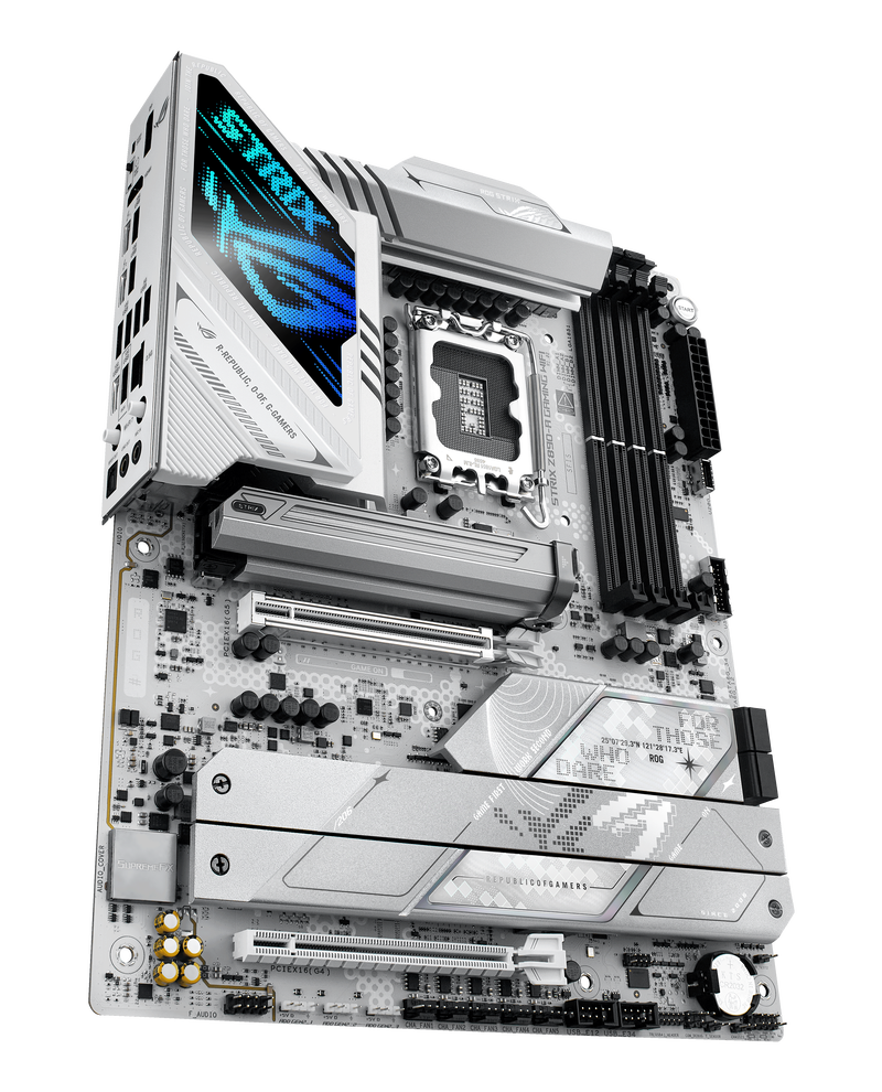 Nærbilde av M.2 kjøler på ASUS ROG Strix Z890-A Gaming WiFi hovedkort