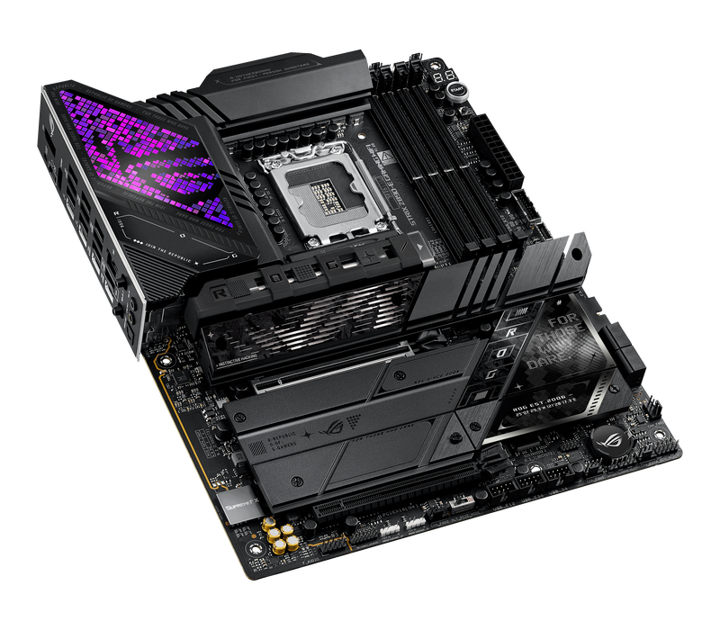 Sideprofil av ASUS ROG Strix Z890-E Gaming WiFi hovedkort