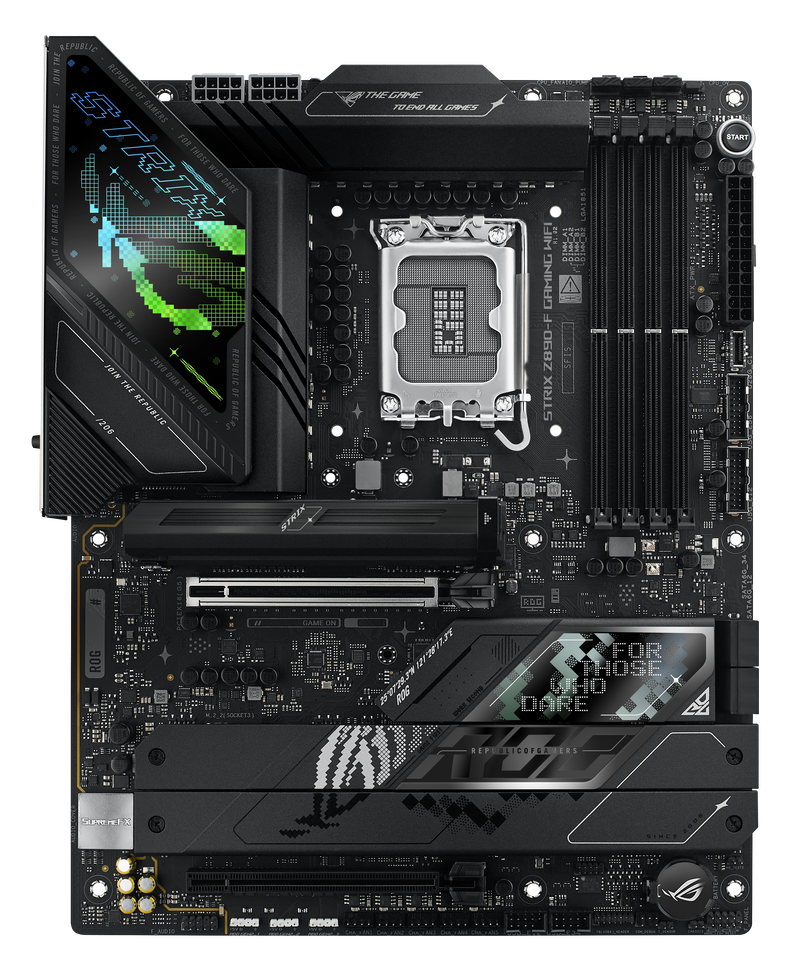 Bakside av ASUS ROG Strix Z890-F hovedkort
