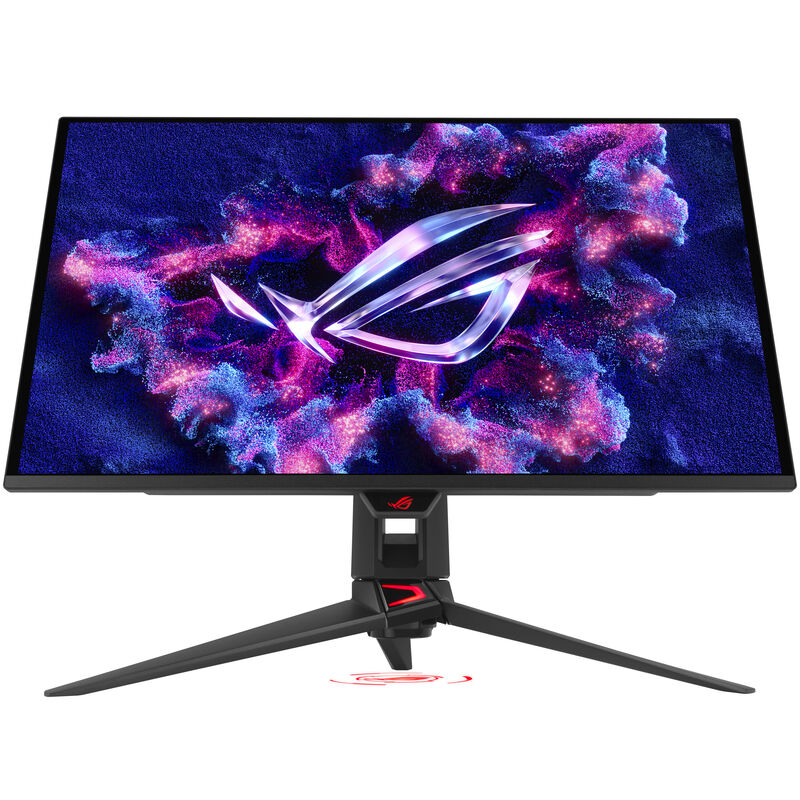 ASUS ROG Swift OLED PG27UCDM montert på skrivebord