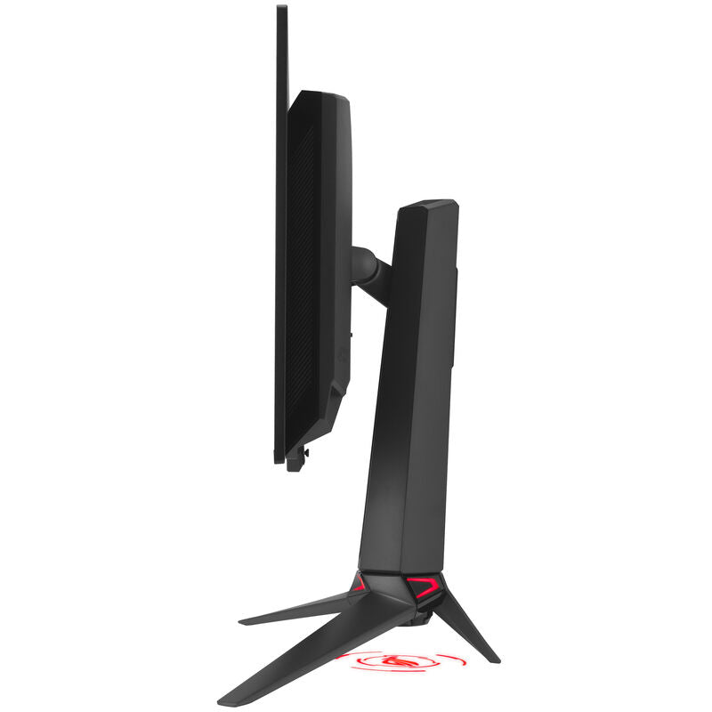 Sideprofil av ASUS ROG Swift OLED PG27UCDM med justeringsmuligheter