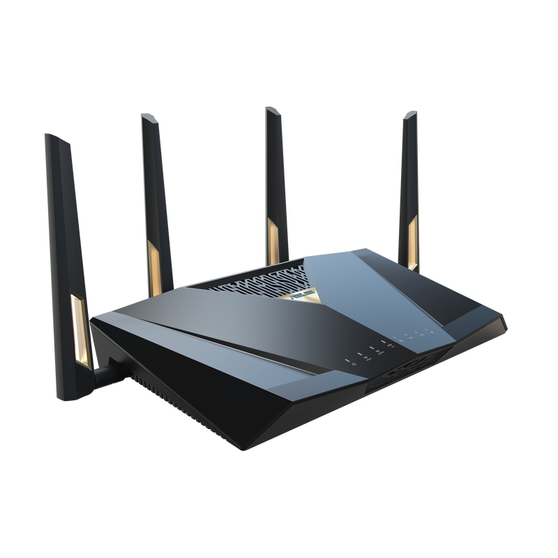 Detalj av ASUS RT-BE88U trådløs ruter Wi-Fi 7 7200 Mbps svart