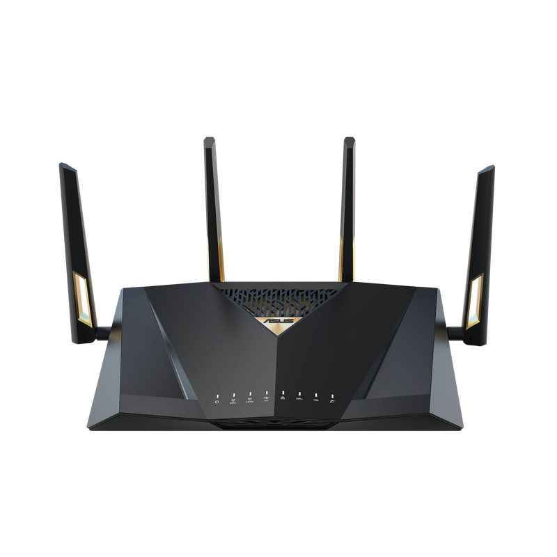 Nærbilde av ASUS RT-BE88U trådløs ruter Wi-Fi 7 teknologi