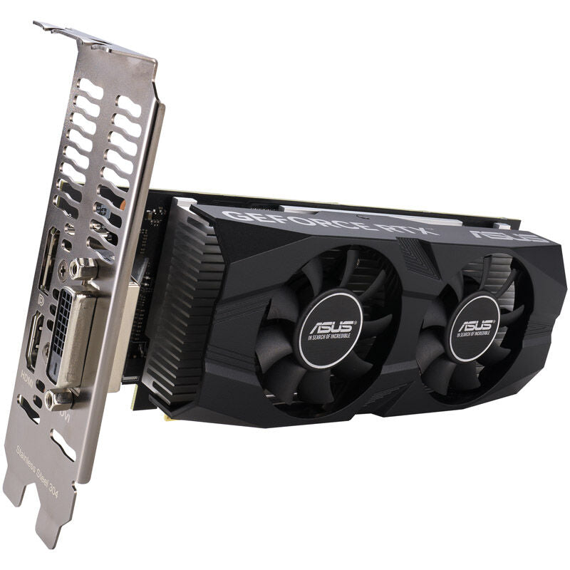 Detalj av ASUS RTX 3050 Low Profile O6G grafikkort videoutganger