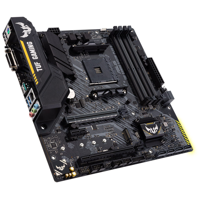 Bakside av ASUS TUF B450M-Plus II Gaming hovedkort