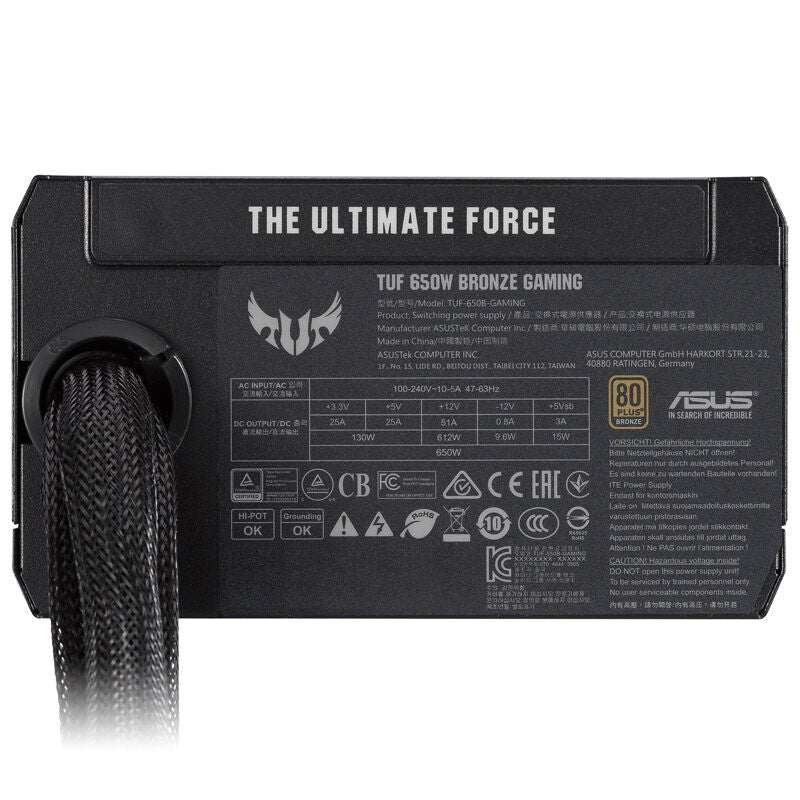 Kabler tilkoblet ASUS TUF Gaming 650B strømforsyning