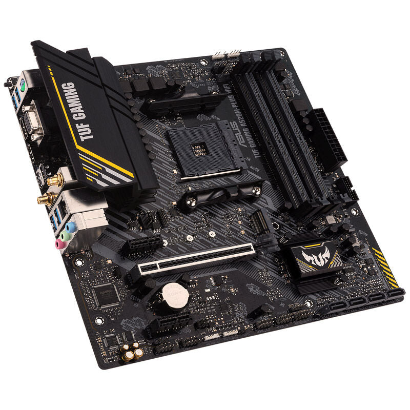 Baksiden av ASUS TUF Gaming A520M-Plus WiFi hovedkort