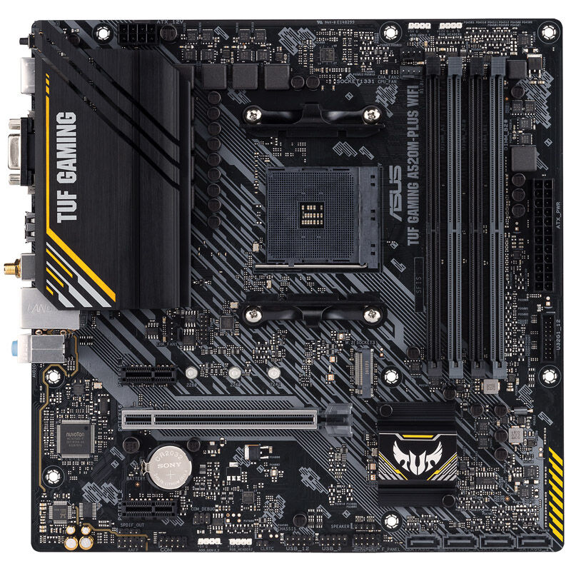 Detalj av PCIe-porter på ASUS TUF Gaming A520M-Plus WiFi