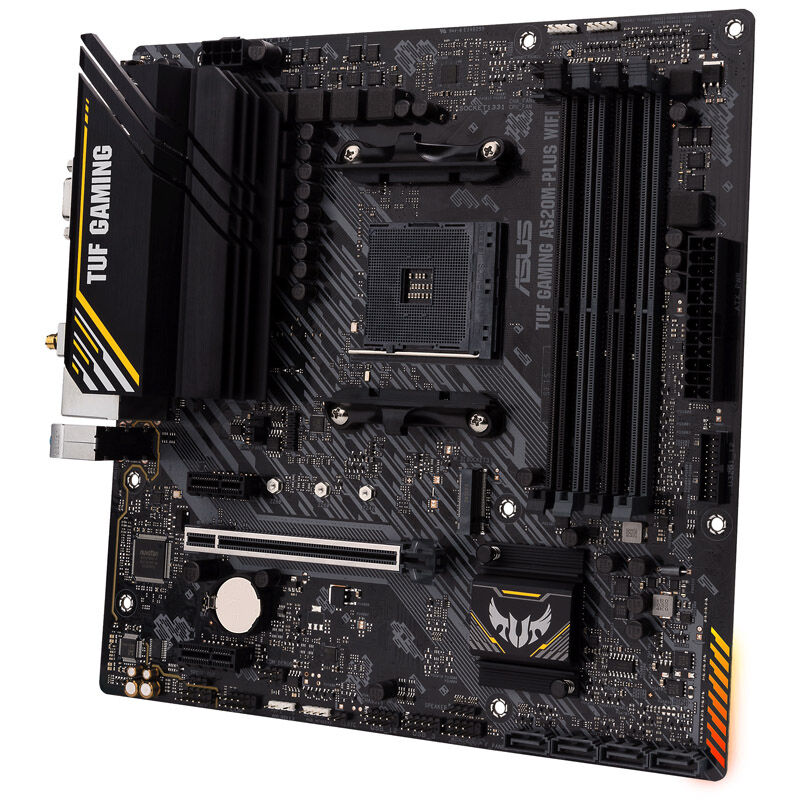 Visning av USB-porter på ASUS TUF Gaming A520M-Plus WiFi