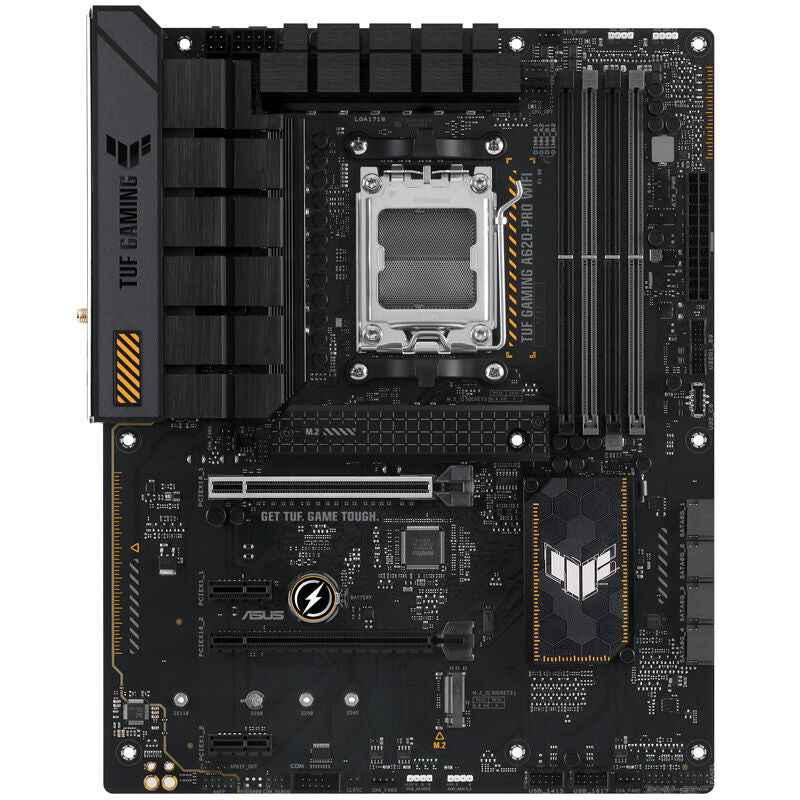 Detalj av ASUS TUF Gaming A620-PRO WIFI hovedkort PCIe-porter