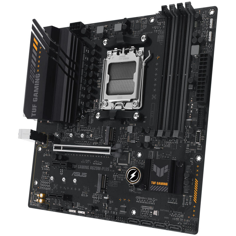 Nærbilde av ASUS TUF Gaming A620M-Plus hovedkort CPU-sokkel