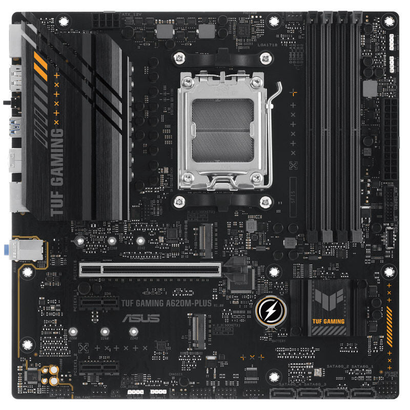 Detalj av ASUS TUF Gaming A620M-Plus hovedkort