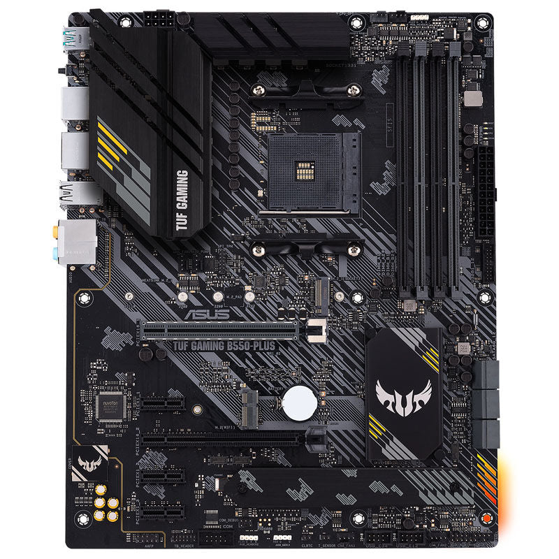 Detalj av ASUS TUF Gaming B550-Plus hovedkort PCIe-spor