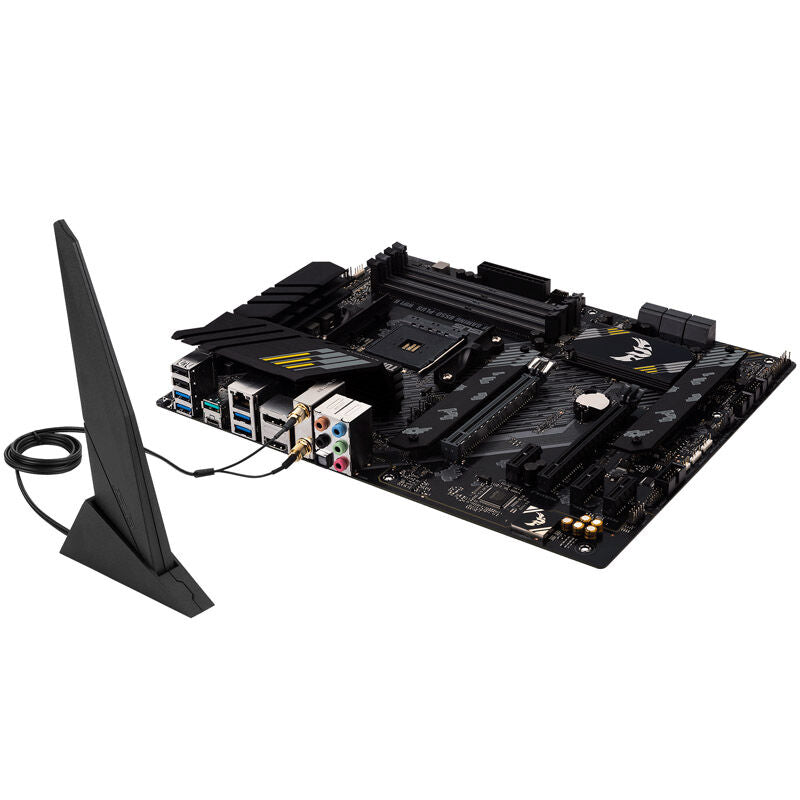 Nærbilde av ASUS TUF Gaming B550-Plus Wi-Fi II hovedkort RGB-belysning