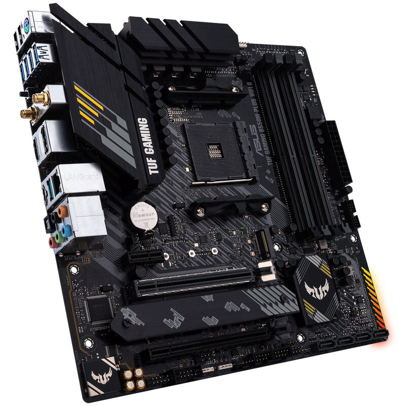 Baksiden av ASUS TUF Gaming B550M-Plus Wi-Fi II hovedkort