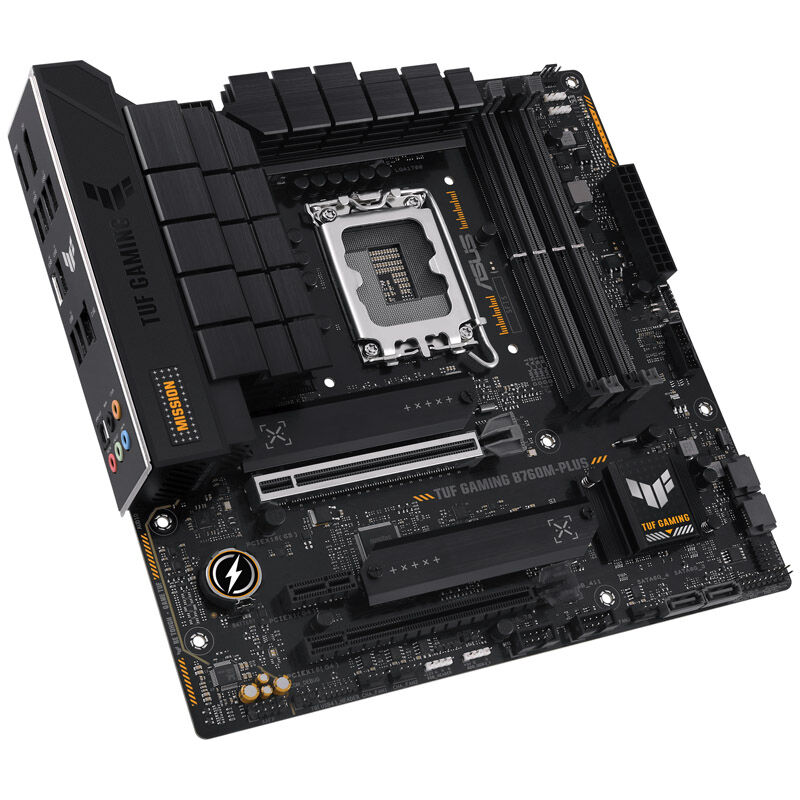 ASUS TUF Gaming B760M-Plus baksiden av hovedkortet