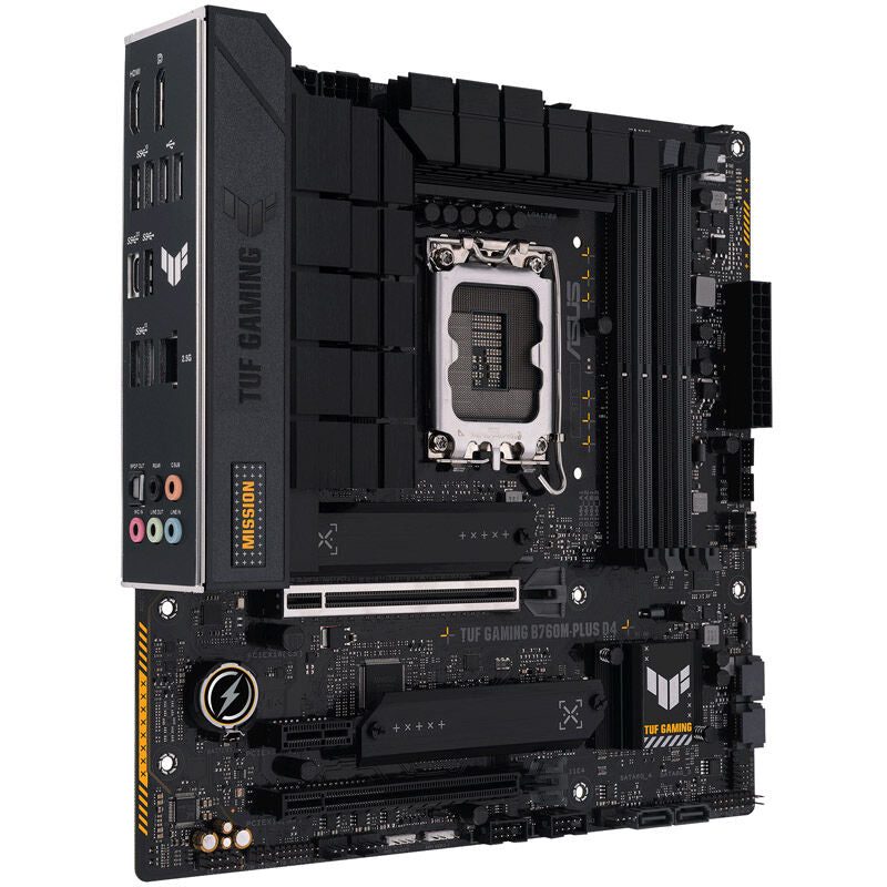 Oversikt av ASUS TUF Gaming B760M-Plus D4 hovedkort layout