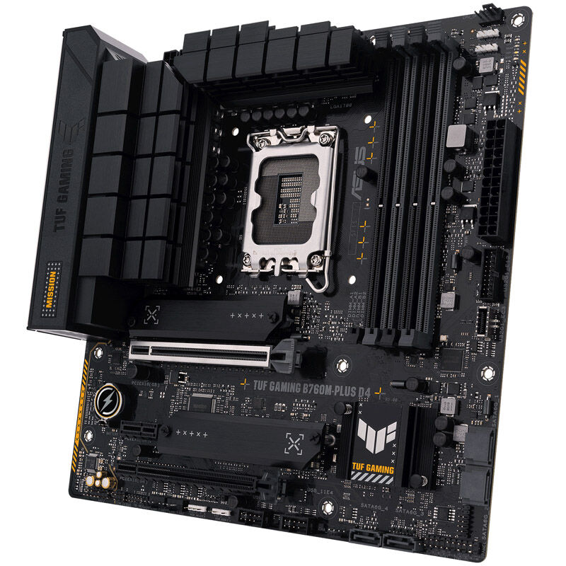 ASUS TUF Gaming B760M-Plus D4 hovedkort med tilkoblinger