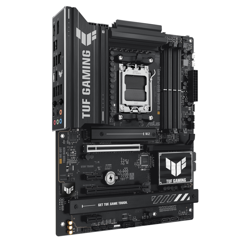 Montert ASUS TUF Gaming B850-Plus WiFi hovedkort i PC-kabinett