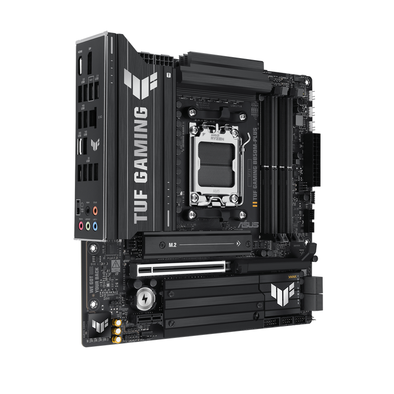 Detalj av ASUS TUF Gaming B850M-Plus hovedkort