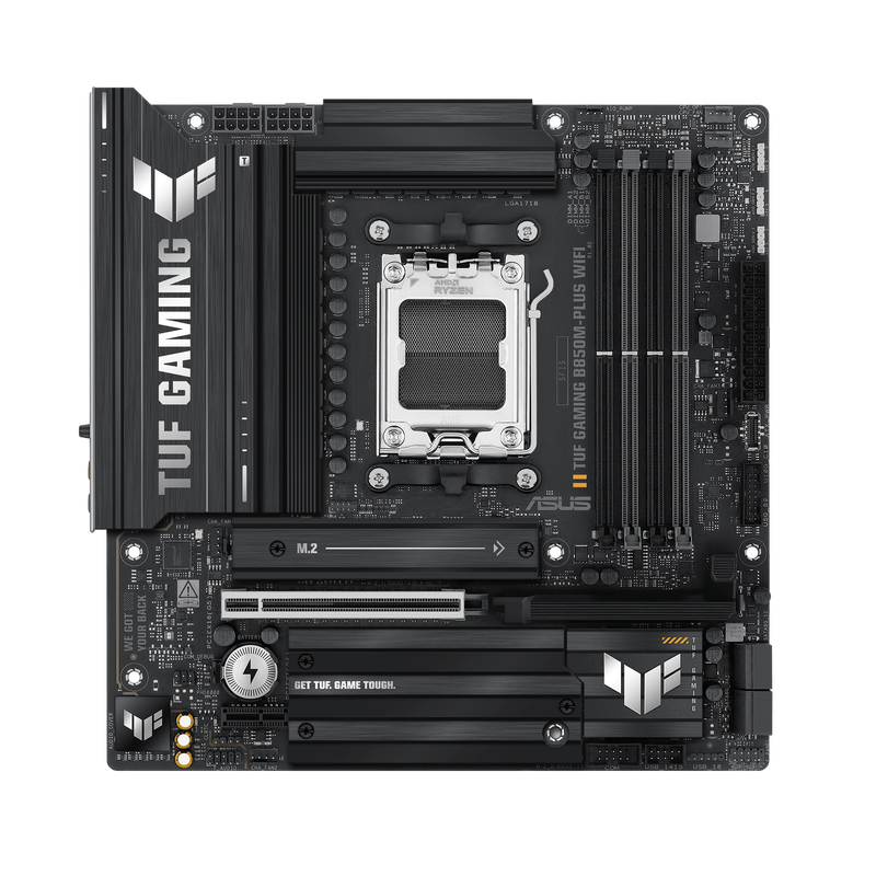 Bakside av ASUS TUF Gaming B850M-Plus WiFi hovedkort