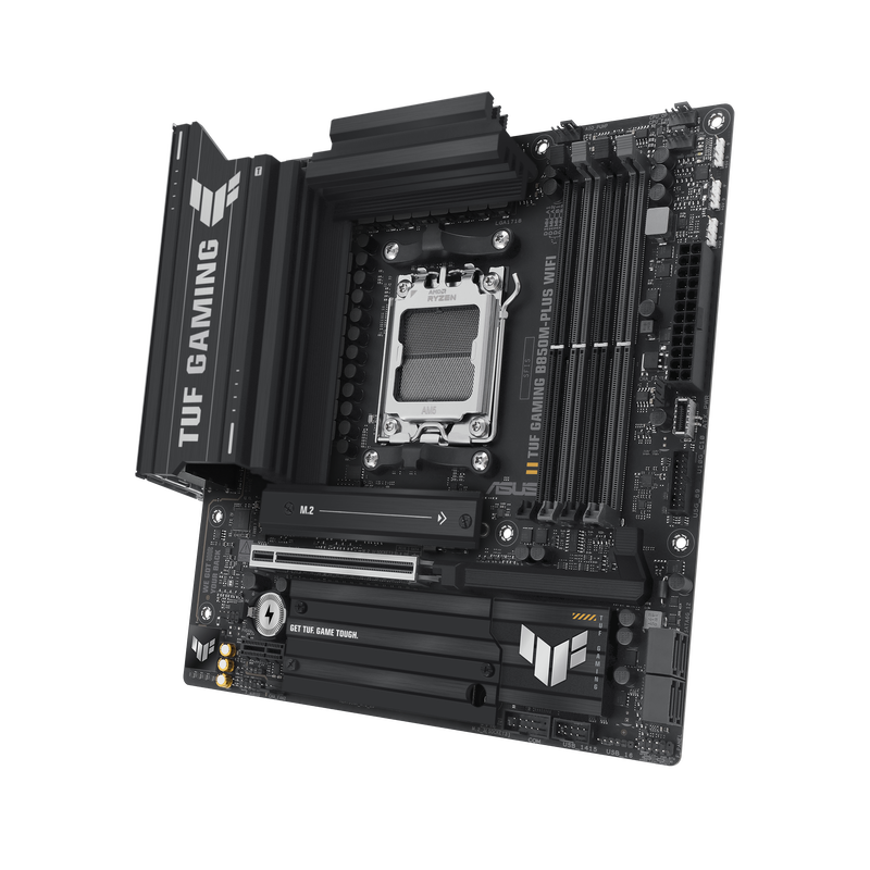 Montert ASUS TUF Gaming B850M-Plus WiFi hovedkort i PC-kabinett
