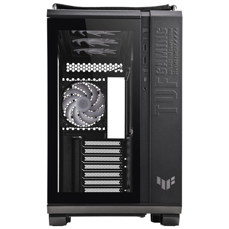 Bakside av ASUS TUF Gaming GT502 Plus kabinett midtårn ATX RGB svart