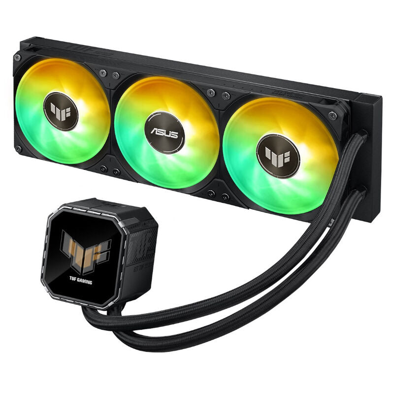 Detalj av ASUS TUF Gaming LC III 360 ARGB AIO vannkjøling LCD skjerm