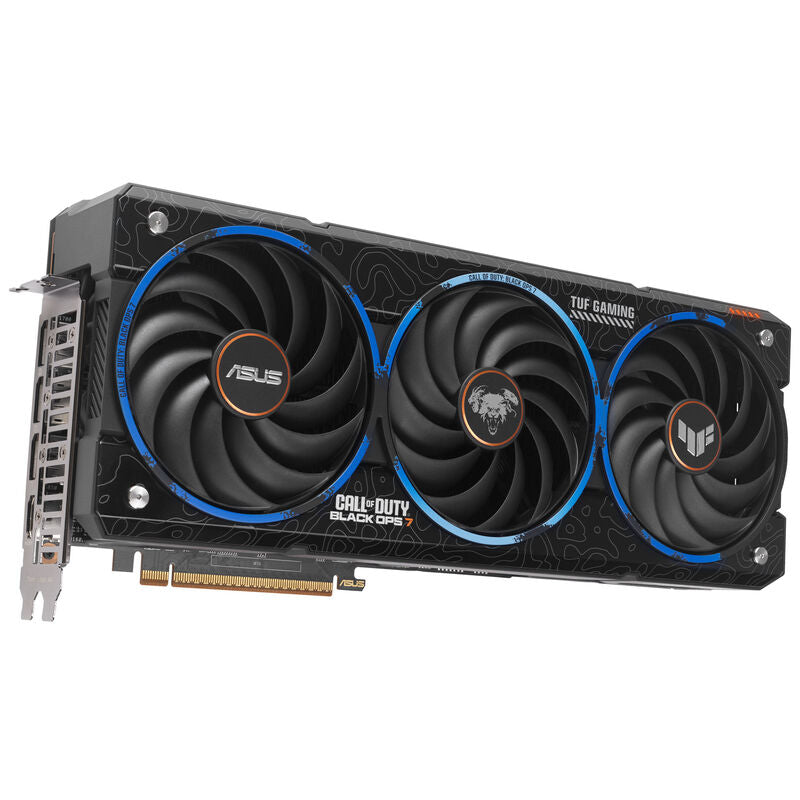 ASUS TUF Gaming RX 9070 XT COD BO7 grafikkort vifte detalj