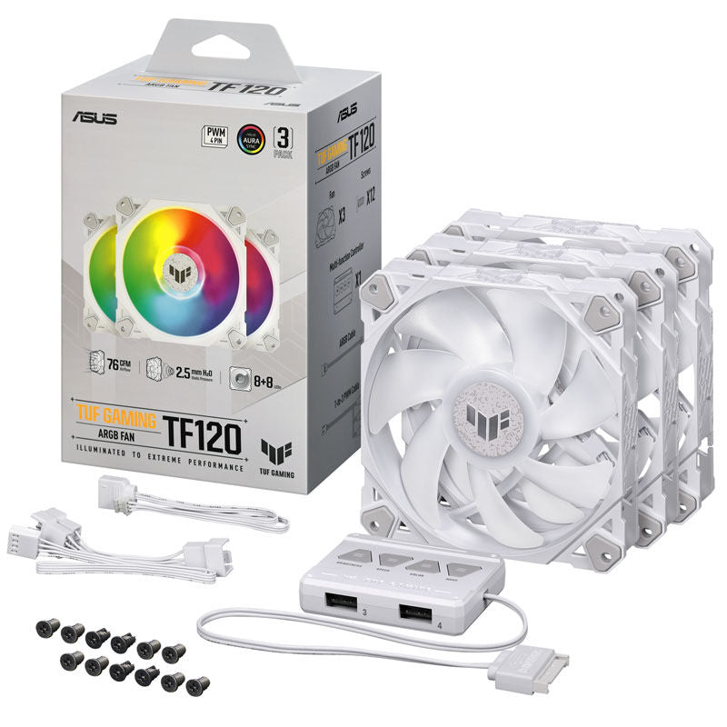 ASUS TUF Gaming TF120 ARGB vifte pakke hvit