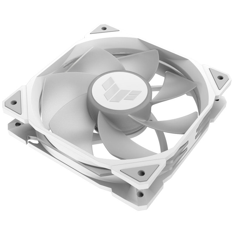 ASUS TUF Gaming TR120 Reverse PWM ARGB vifte 120 mm hvit montert i PC