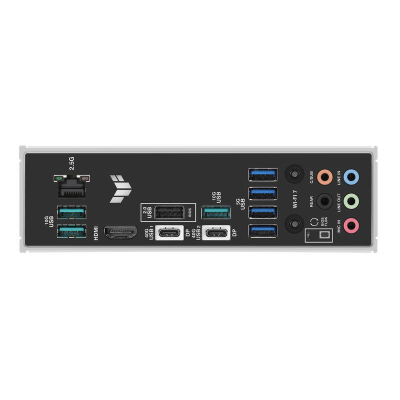 Detalj av ASUS TUF Gaming X870-Plus WiFi hovedkort PCIe-porter