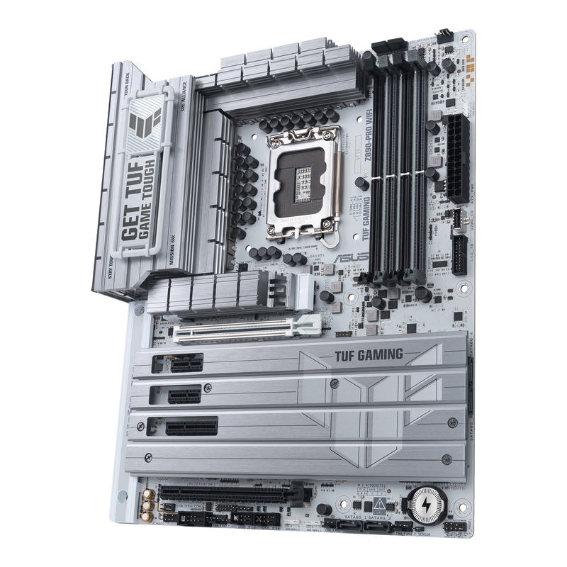 Nærbilde av ASUS TUF Gaming Z890-Pro WiFi hovedkort komponenter