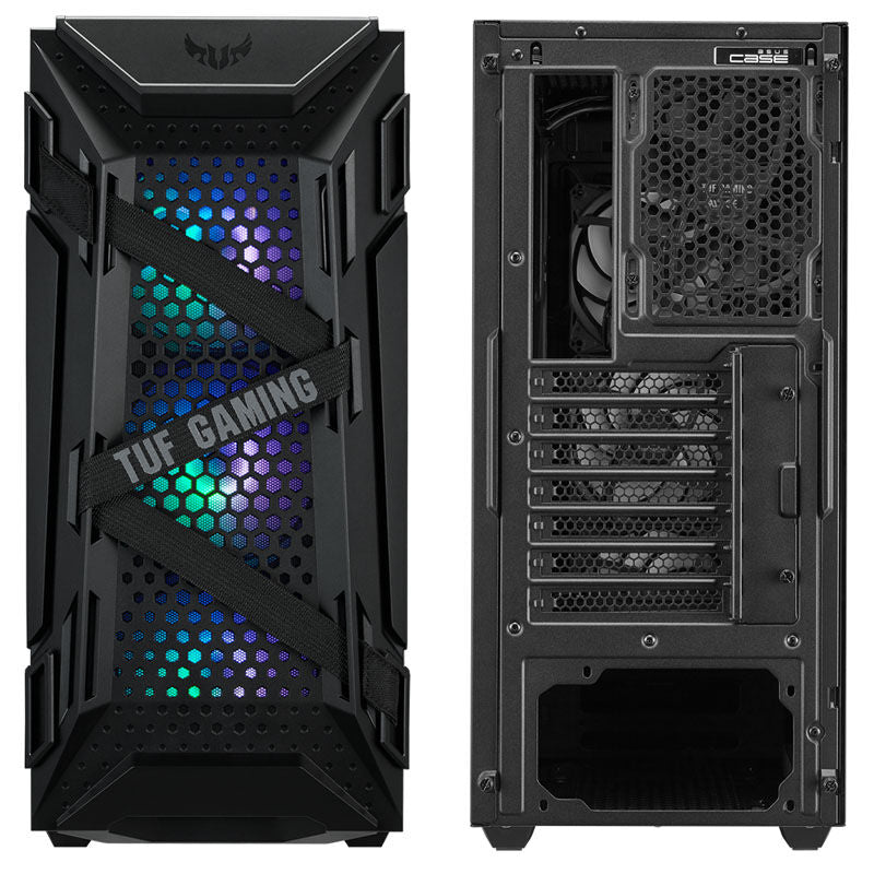 ASUS TUF GT301 kabinett midtårn ATX RGB herdet glass svart detalj av front