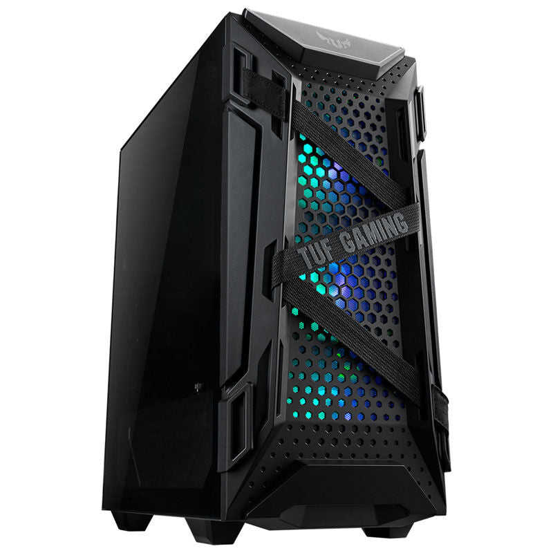 ASUS TUF GT301 kabinett midtårn ATX RGB herdet glass svart forfra