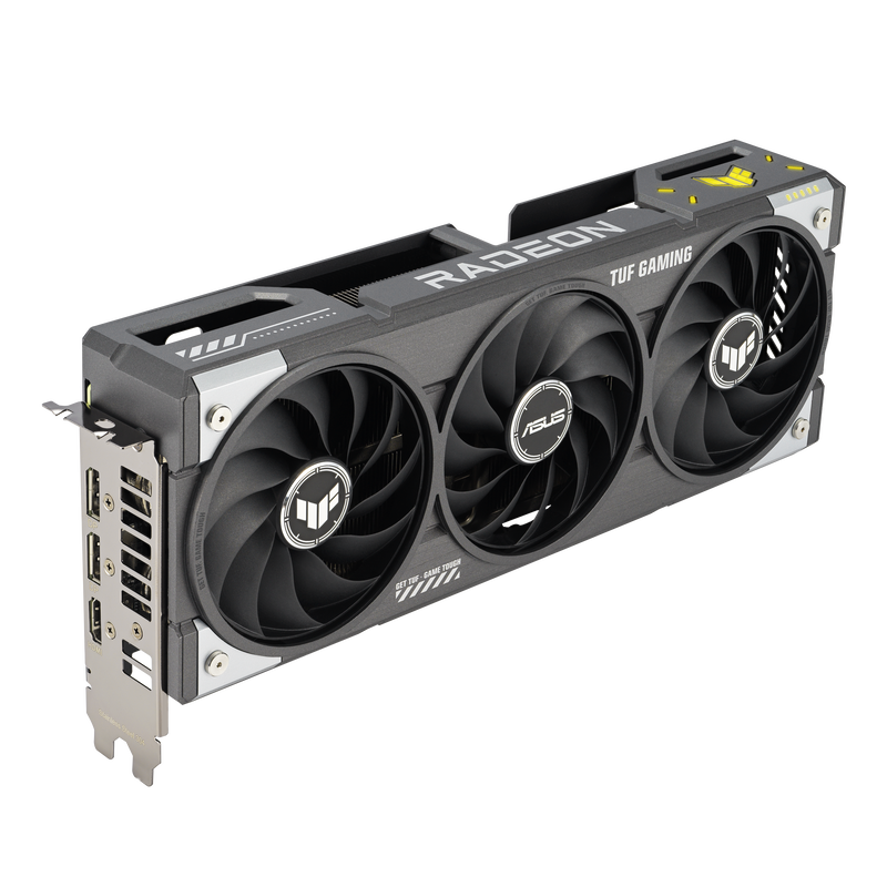 Detalj av kjølesystem på ASUS TUF RX 9060 XT OC Edition grafikkort