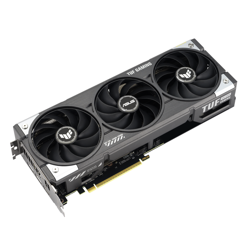 Nærbilde av tilkoblinger på ASUS TUF RX 9060 XT OC Edition grafikkort