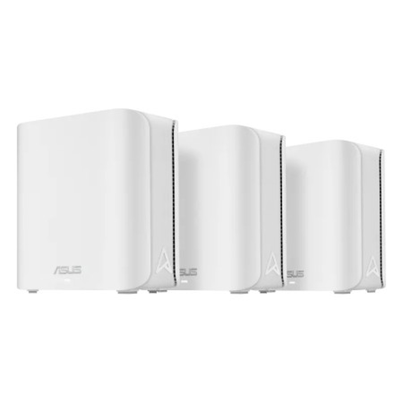 ASUS ZenWiFi BD4 WiFi 7 AiMesh ruter 3-pakk hvit forfra