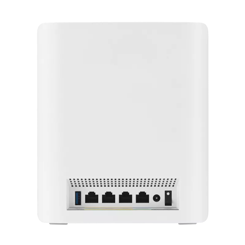 Nærbilde av ASUS ZenWiFi BT8 BE14000 WiFi 7 AiMesh ruter hvit antenner