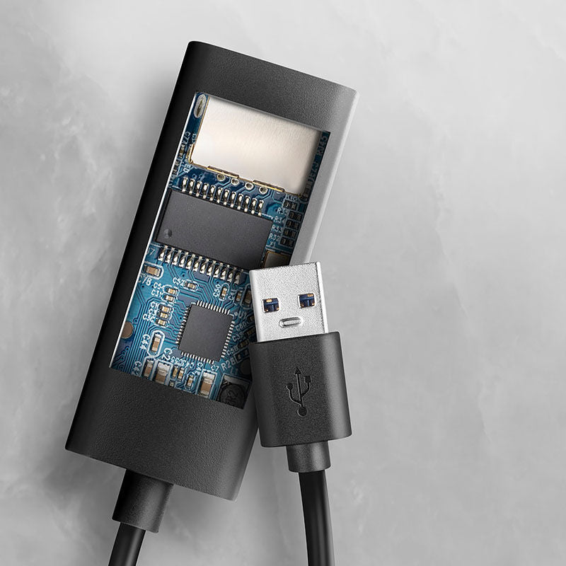 Detalj av AXAGON ADE-AR USB-A 3.2 Gen 1 til Gigabit Ethernet adapter
