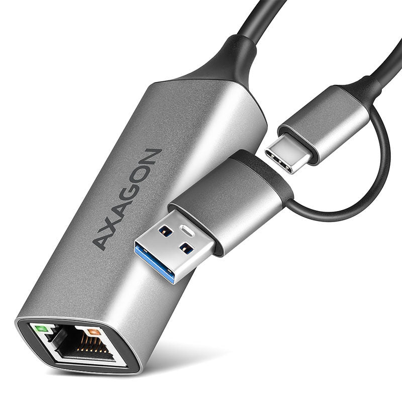 AXAGON ADE-TXCA Gigabit Ethernet adapter USB-C + USB-A forfra
