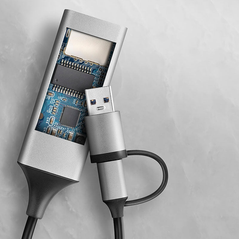 AXAGON ADE-TXCA Gigabit Ethernet adapter USB-C + USB-A nærbilde av USB-C kontakt