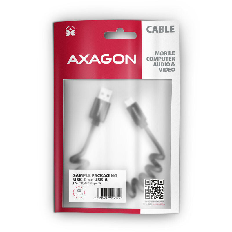 AXAGON BUCM-AM10TB Twister USB-C til USB-A 2.0 kabel detalj nærbilde