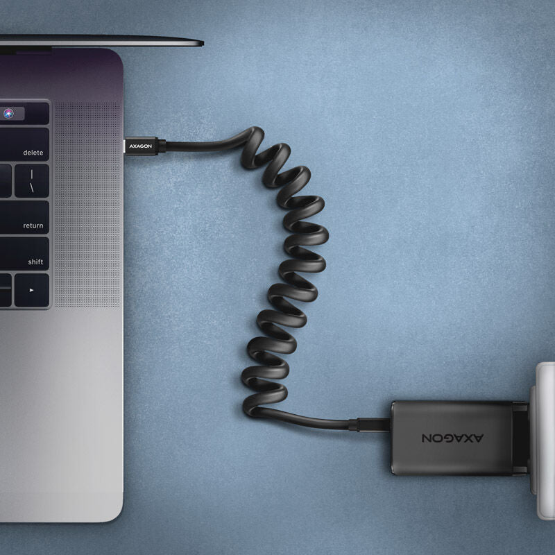 Detalj av AXAGON BUCM-CM10TB Twister USB-C til USB-C 2.0 kabel svart