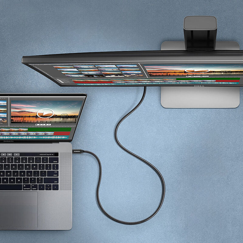 Nærbilde av USB-C kontakt på AXAGON BUCM32-CM05AB skjøtekabel