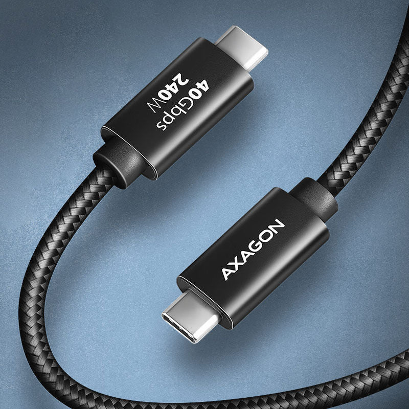 Detalj av AXAGON BUCM4X-CM05AB USB-C kabel USB 4 Gen 3x2 240 W 8K 50 cm svart