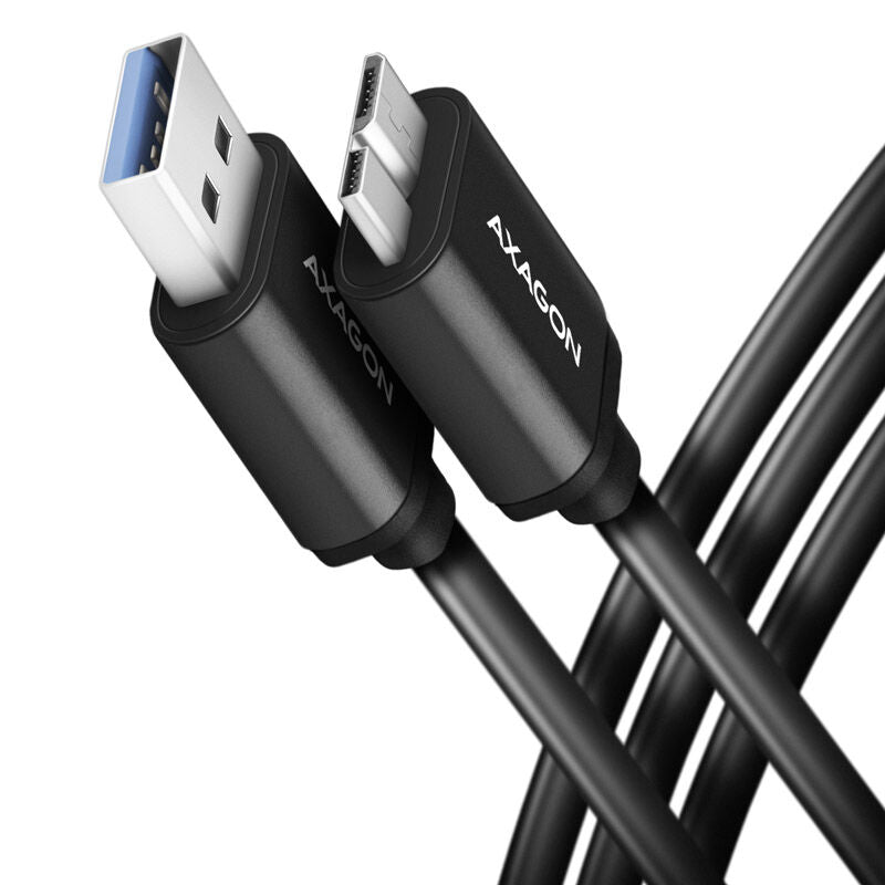 AXAGON BUMM3-AM10AB Micro-B til USB-A kabel 3.2 Gen 1 1 m svart forfra